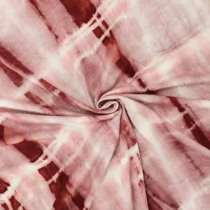 3 YD PC-Burgundy Red/White Tie Dye Rayon Jersey Knit Fabric