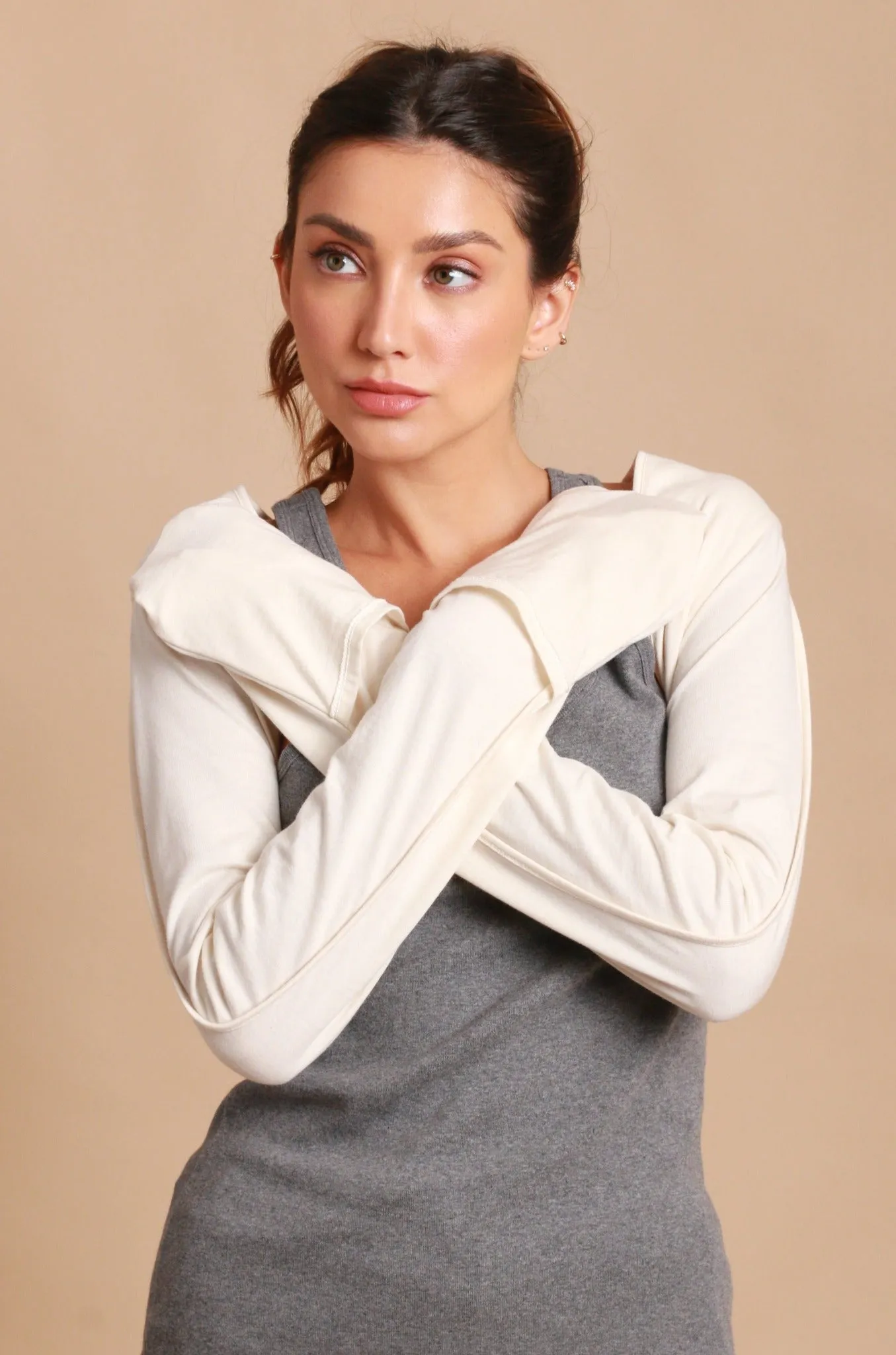 Allergy-Free Long Sleeve Bolero Shrug with Reversible Mittens