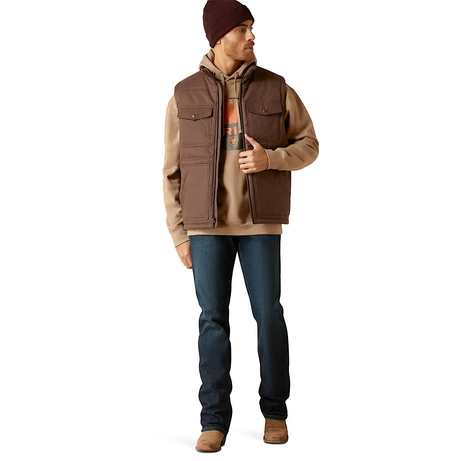 Ariat Mens Grizzly Canvas Insulated Vest Bracken