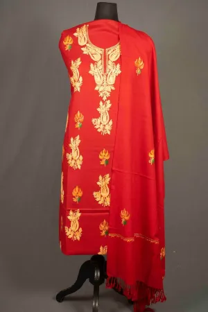 Attractive Red Color Kashmiri Aari Work Embroidered Salwar Kameez