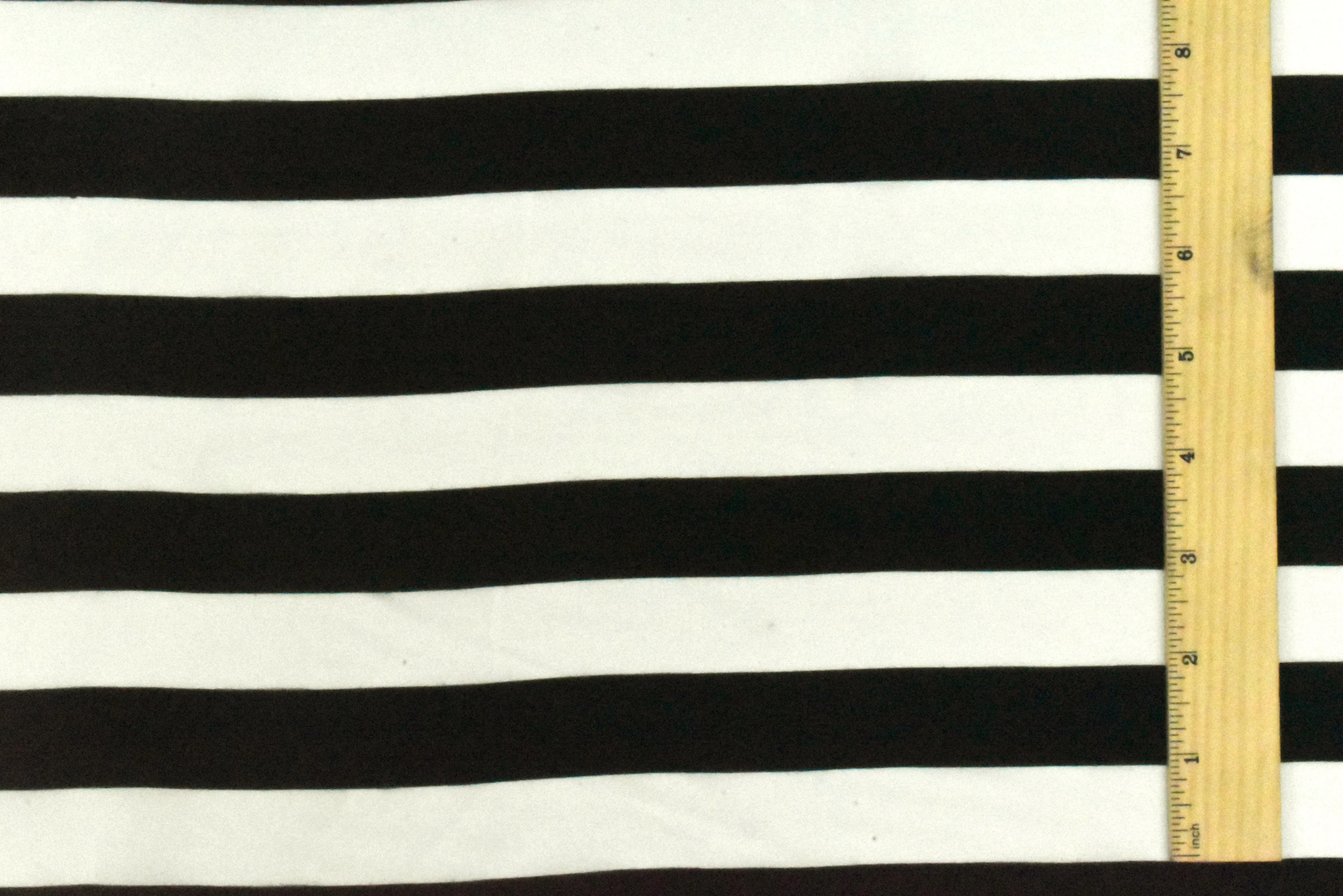 Basic Black-White Stripe Printed Silk Crepe De Chine Woven Fabric