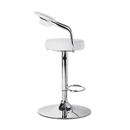 Chrome Bar Stool With Backrest - White