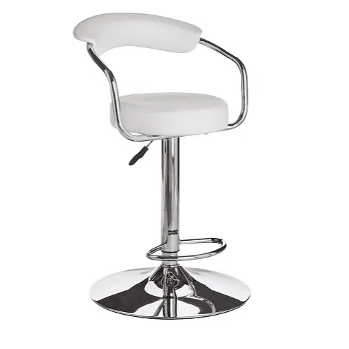 Chrome Bar Stool With Backrest - White