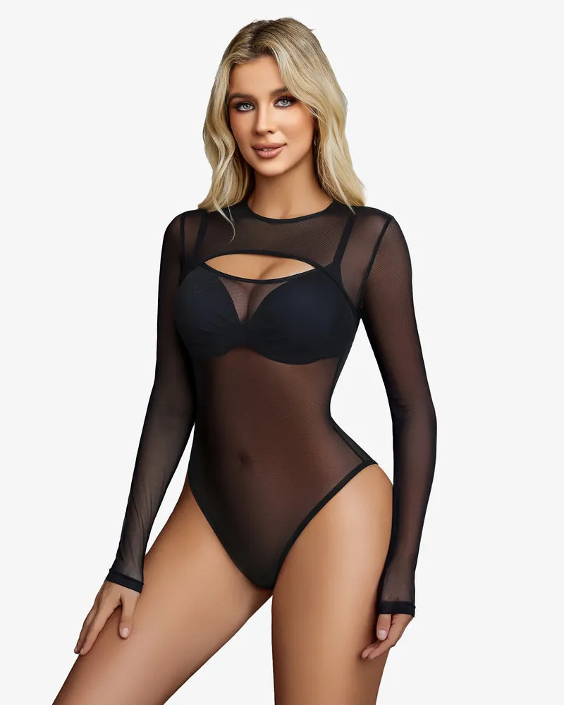 Cut Out Leotard See Through Shirts