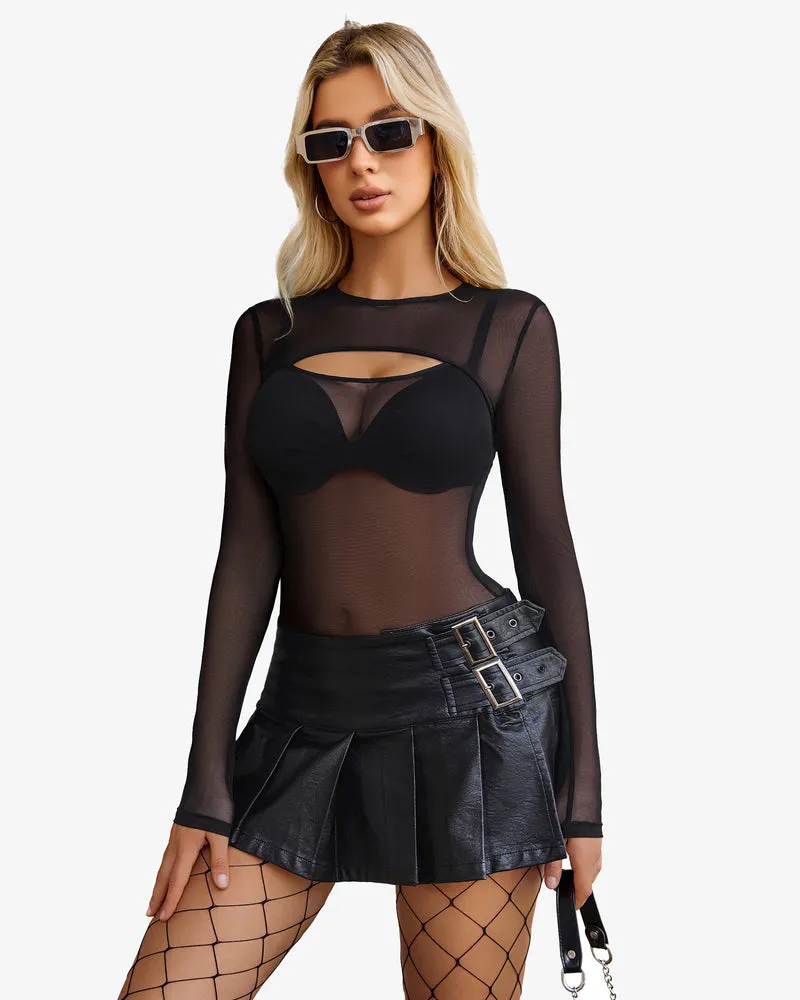 Cut Out Leotard See Through Shirts