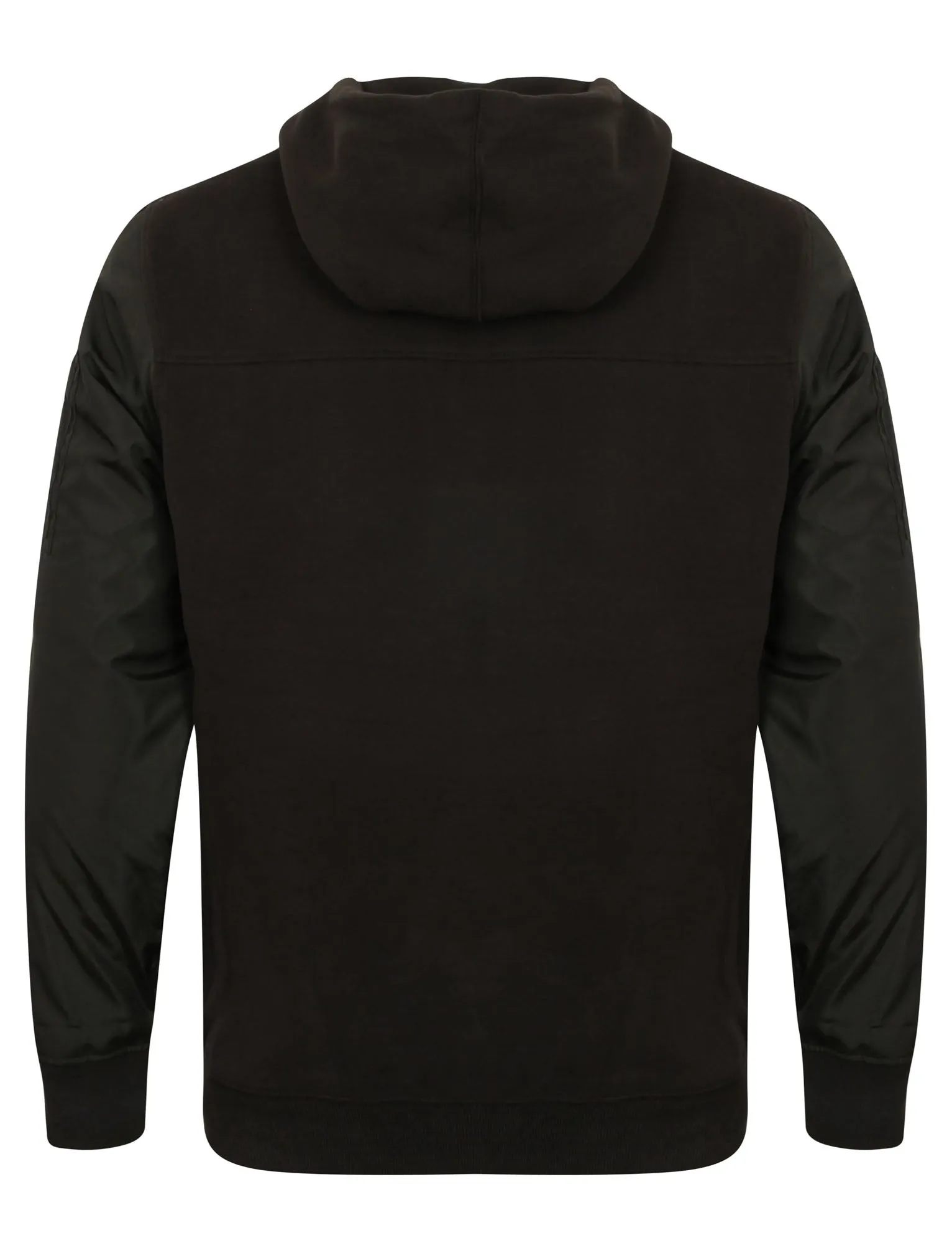 Devo Zip Through Hoodie with Contrast Sleeves in Jet Black - Dissident