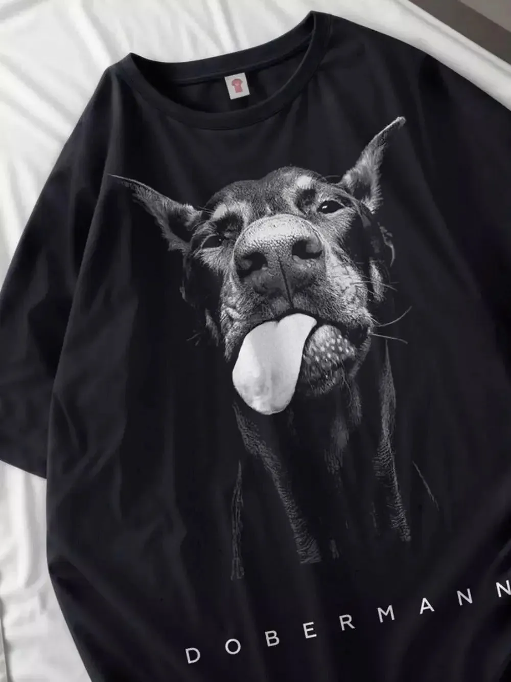 Doberman Cotton T-Shirts Women Dog Print Tops Summer O-Neck Oversize T Shirts Casual Soft Short Sleeve Tees Street Woman Clothes