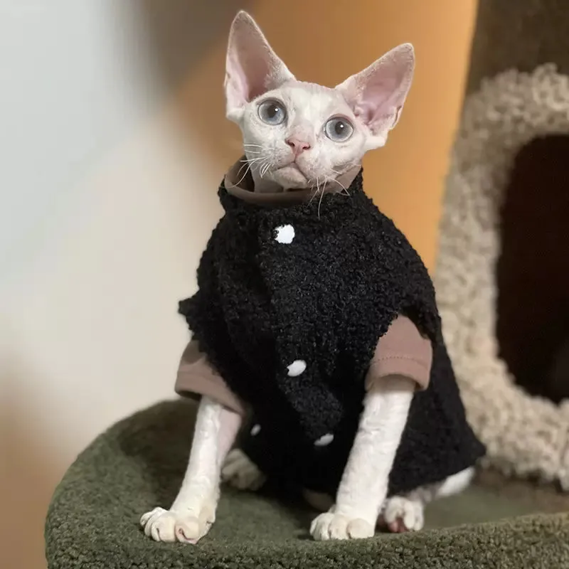 Drop Shoulder Fleece Cat Jacket Sphynx Sweater