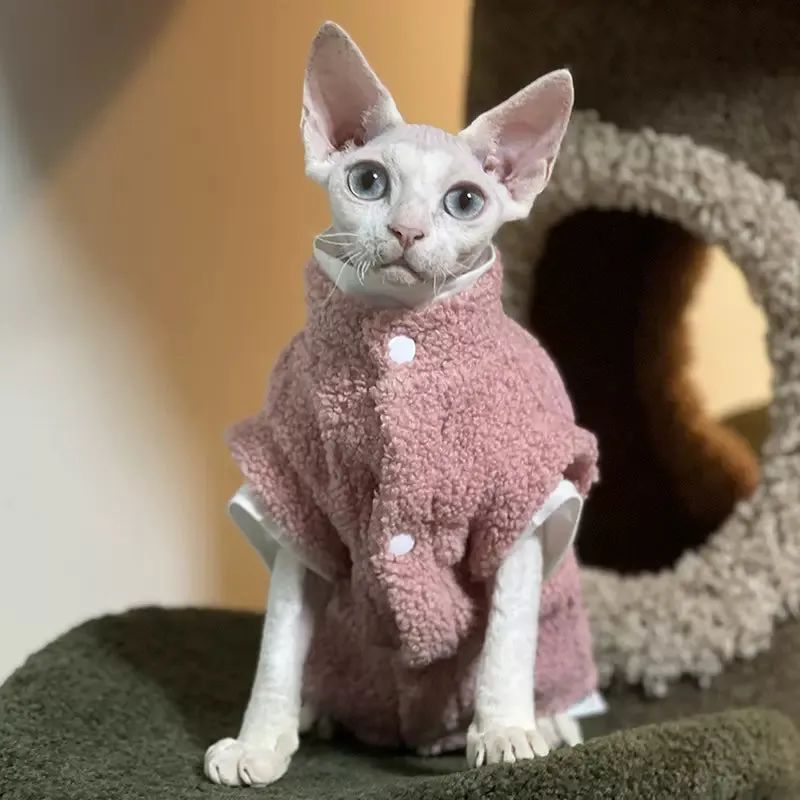 Drop Shoulder Fleece Cat Jacket Sphynx Sweater