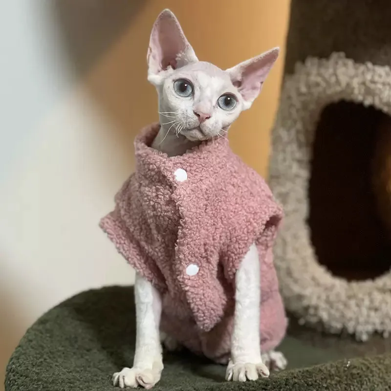 Drop Shoulder Fleece Cat Jacket Sphynx Sweater