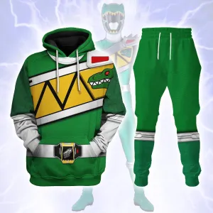 Gearhomie Green Power Rangers Dino Charge Hoodies Sweatshirt T-shirt Hawaiian Tracksuit