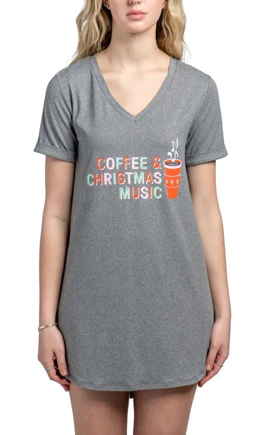 Hello Mello Sleep Shirt - Coffee And Christmas Music