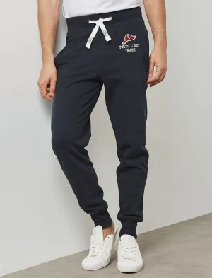 Hollow Brush Back Fleece Cuffed Joggers In Dark Navy - Tokyo Laundry