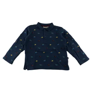 Jojo Maman Bebe polo shirt 5-6 years navy dinosaur embroidered cotton