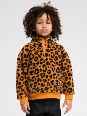 KENZO Kids Leopard Half Zip Sweatshirt in Orange