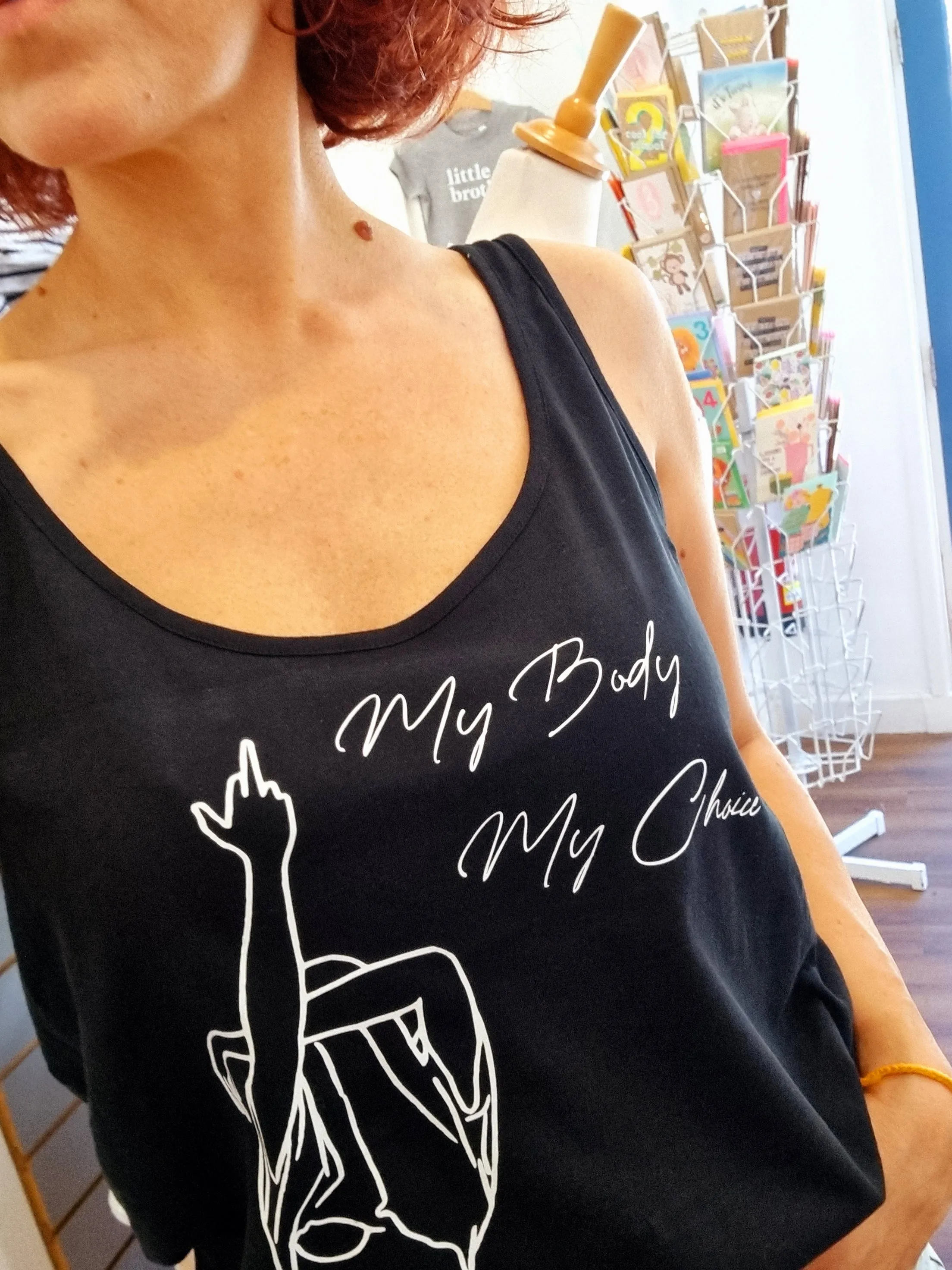 Ladies 'My Body My Choice' Middle Finger Design Vest-Organic cotton