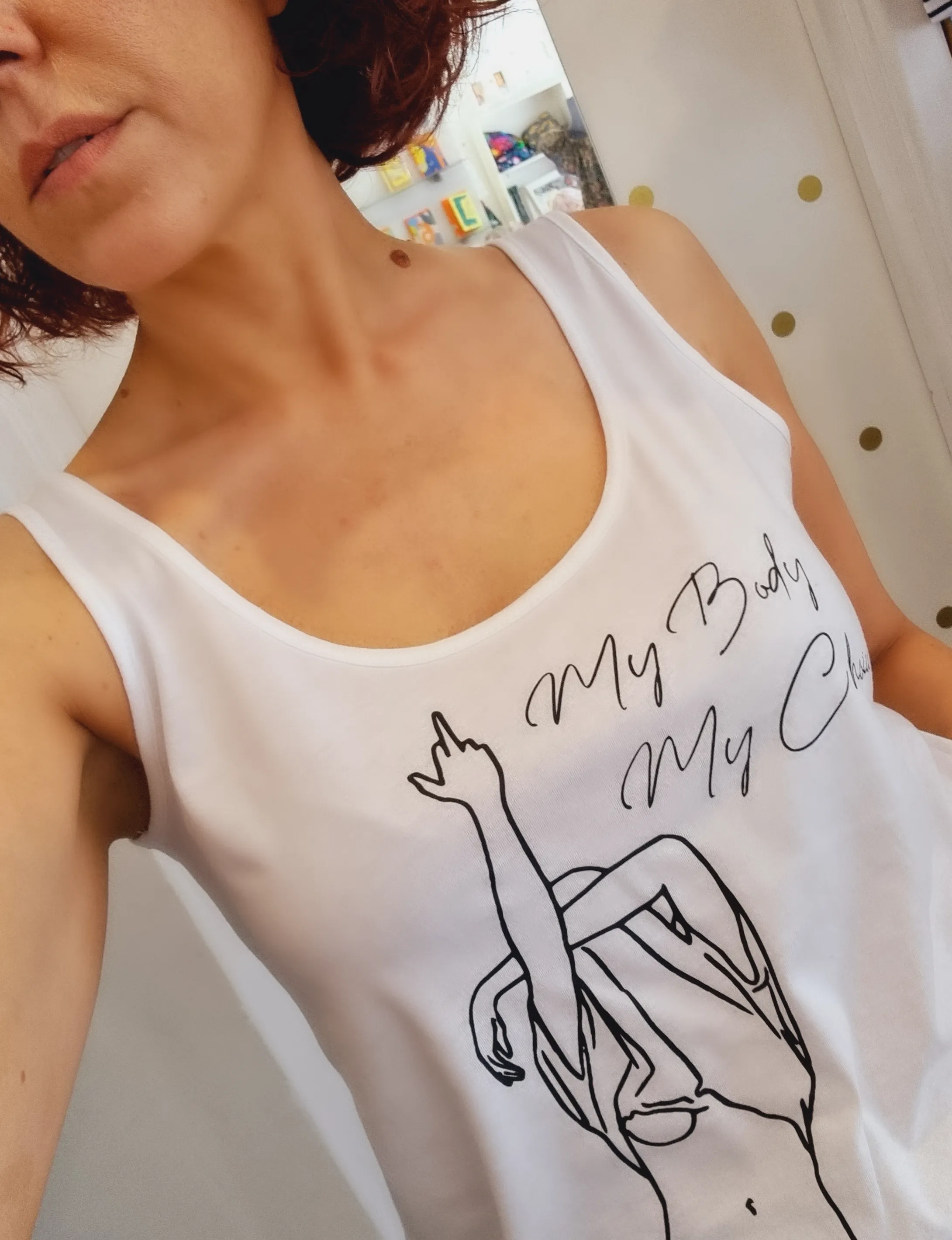 Ladies 'My Body My Choice' Middle Finger Design Vest-Organic cotton