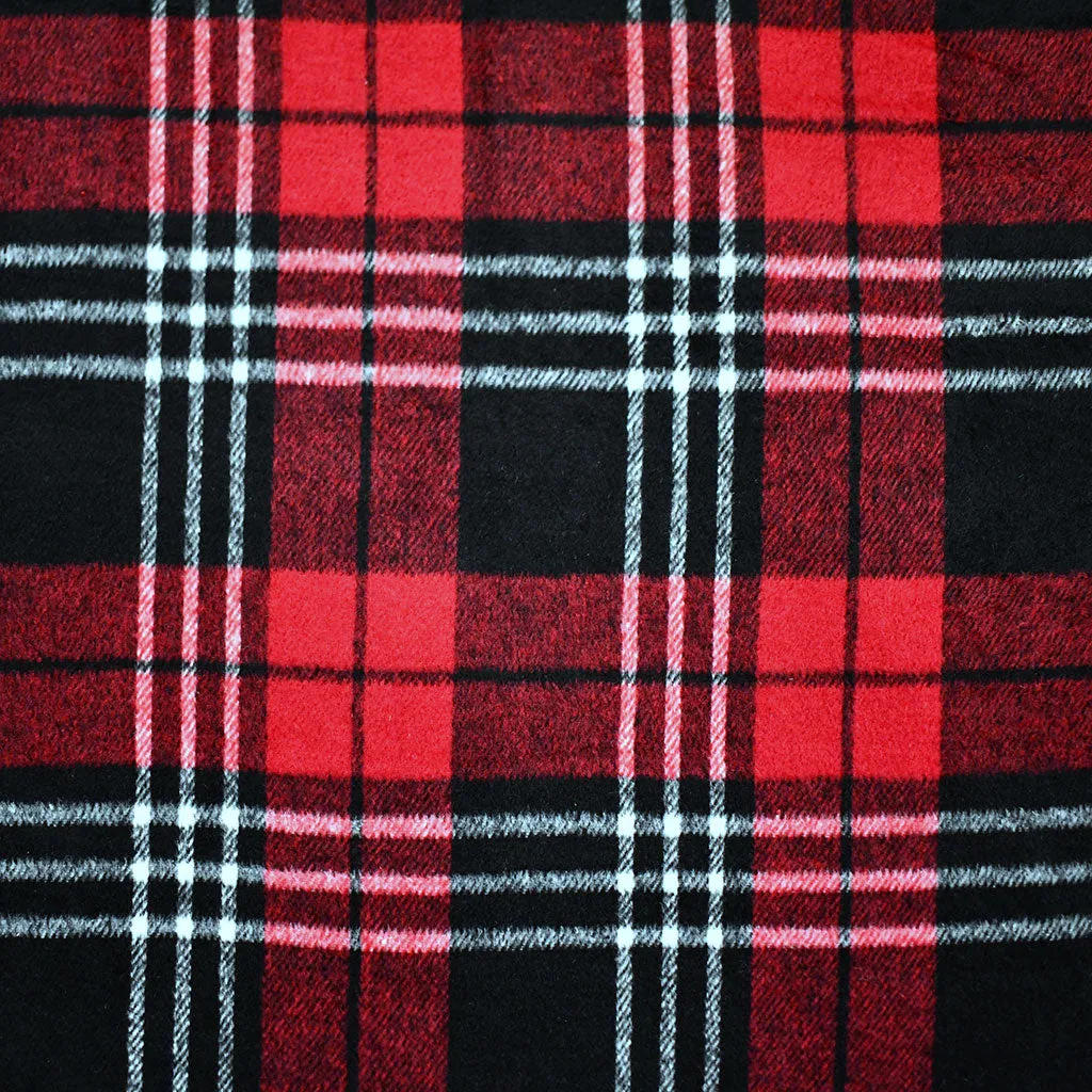 Layered Plaid Brushed Heavy Twill Shirting Red/Black