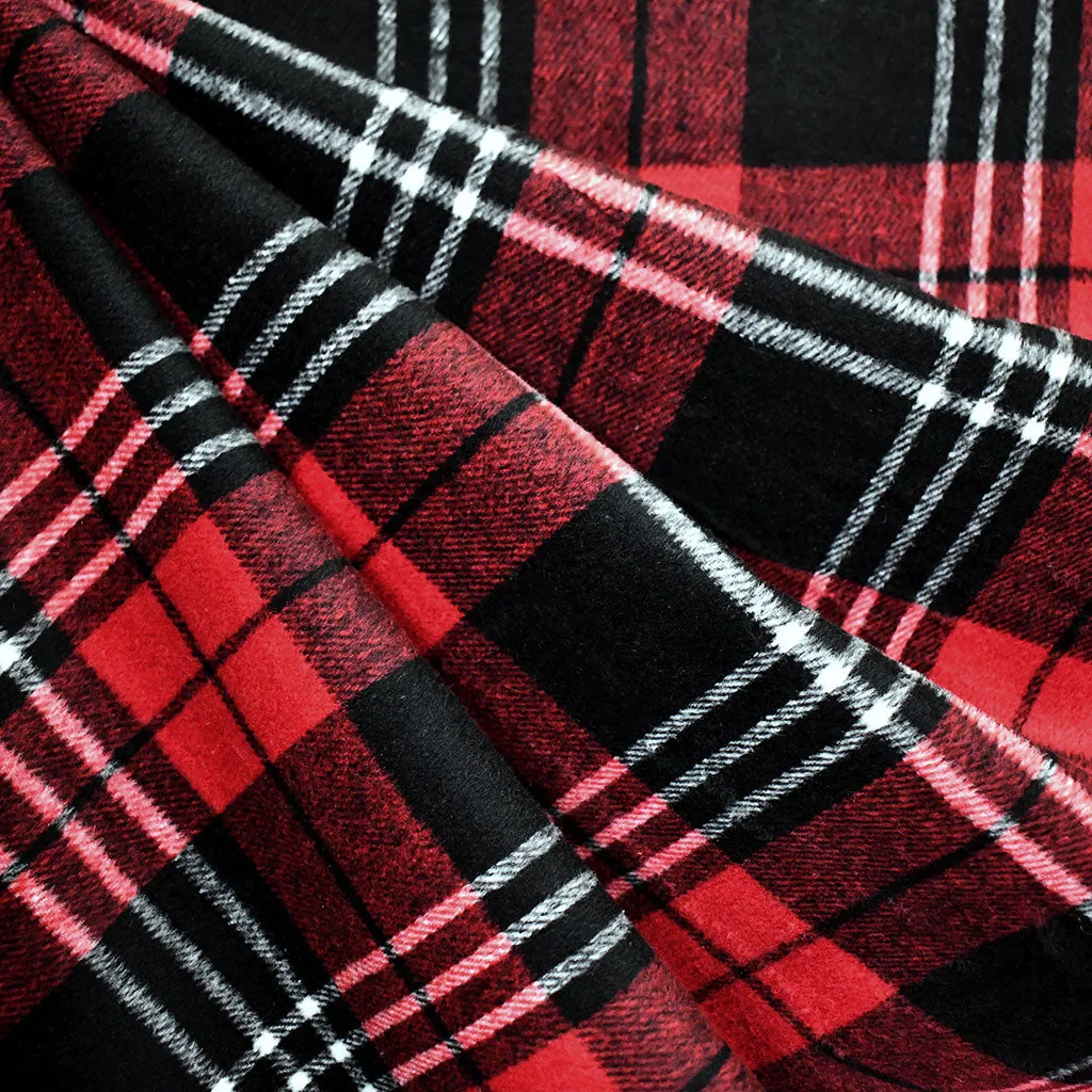 Layered Plaid Brushed Heavy Twill Shirting Red/Black