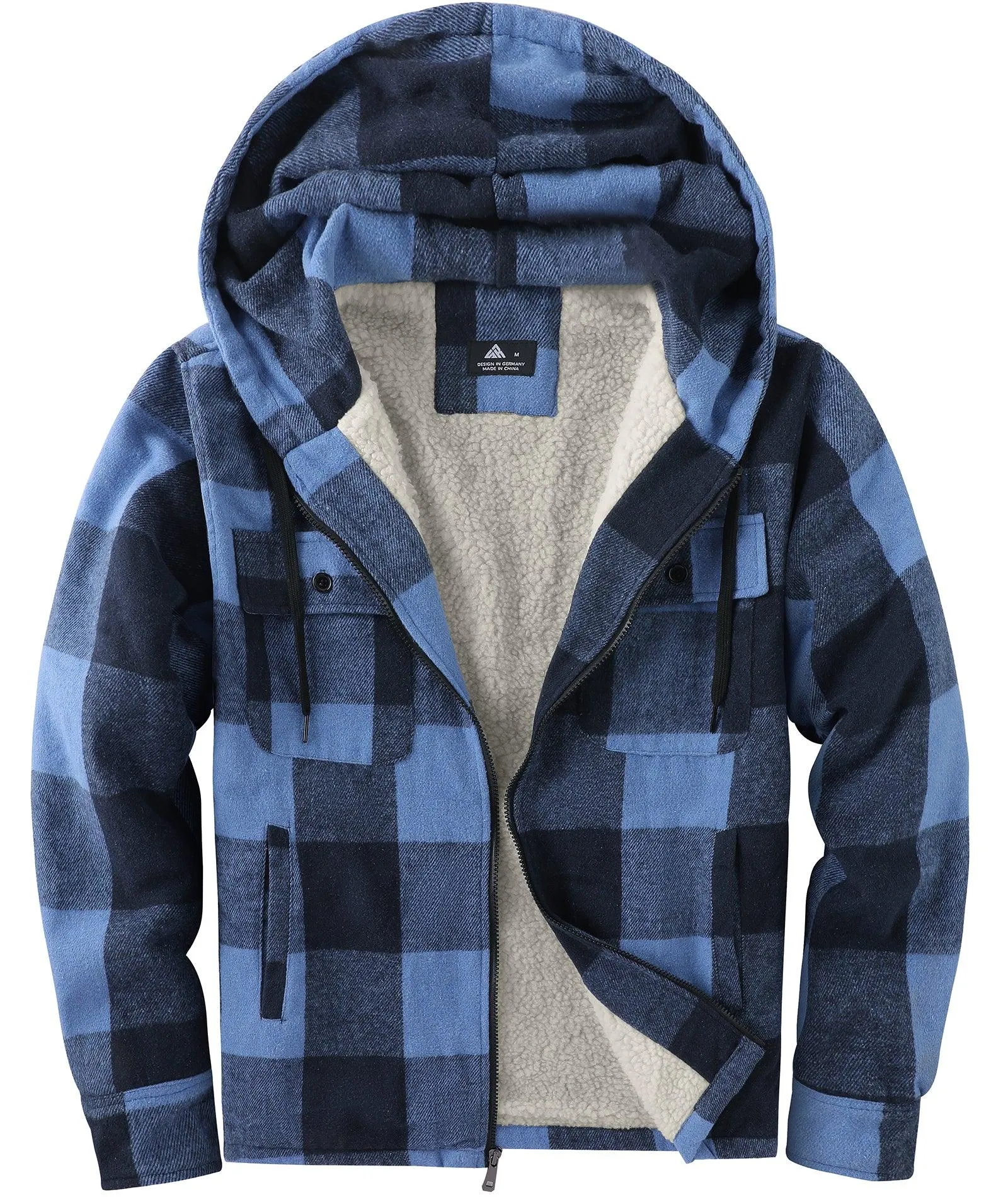 Men's full Zip Up Fleece Plaid Hoodie-ZPK006045