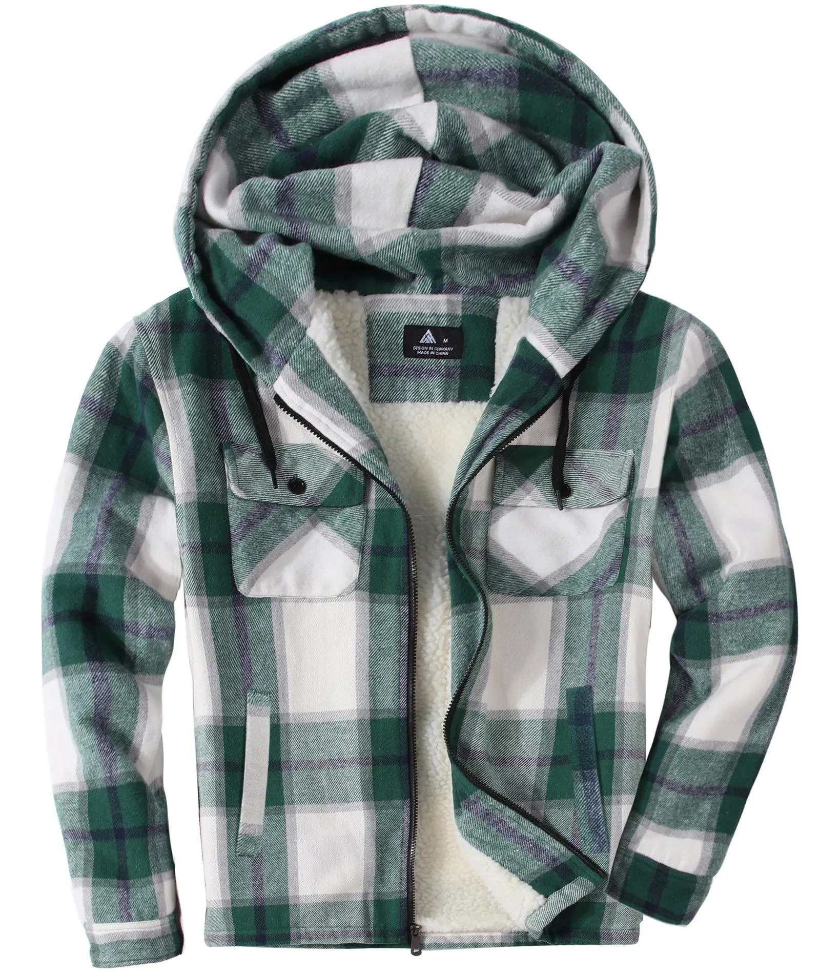 Men's full Zip Up Fleece Plaid Hoodie-ZPK006045