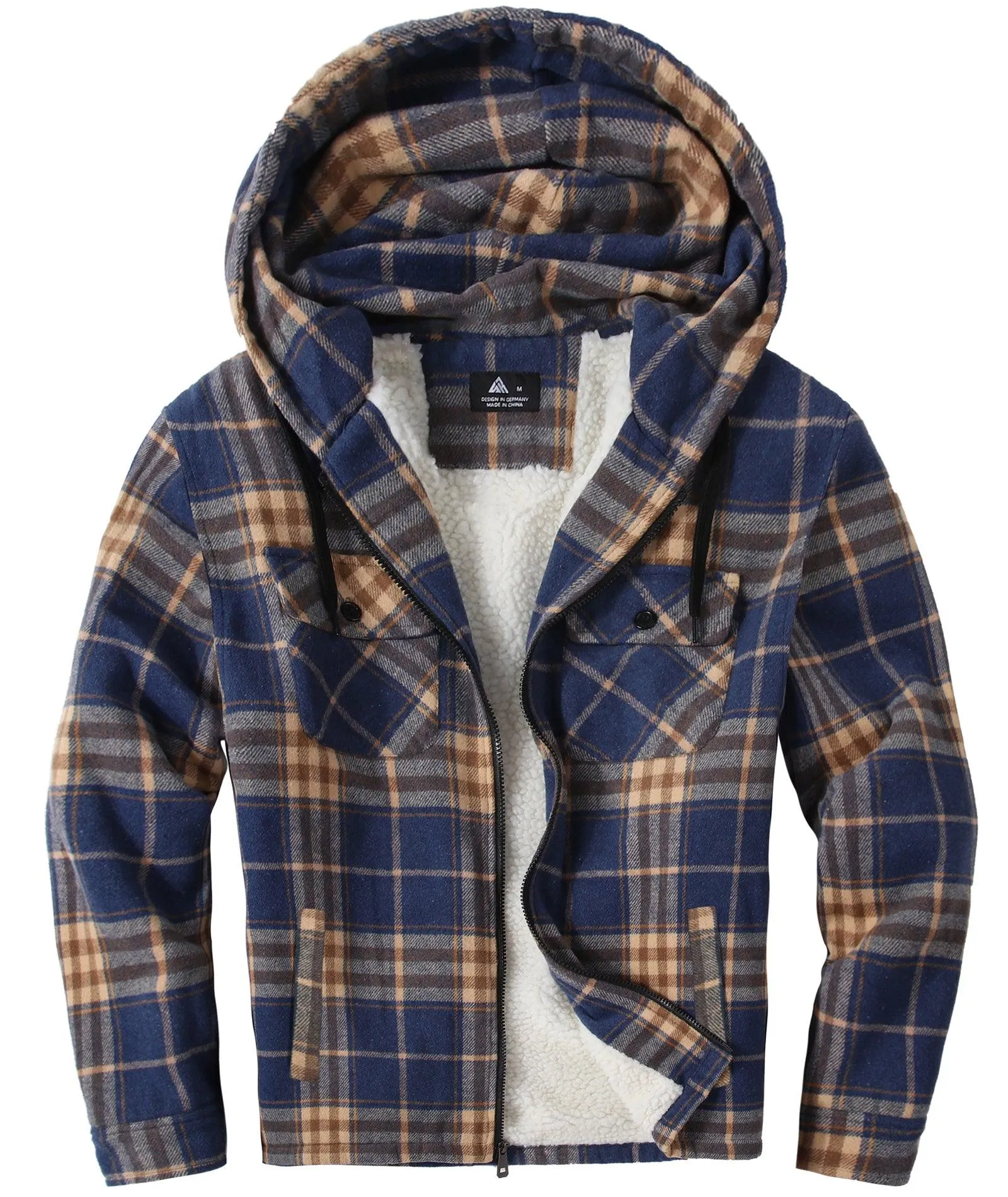 Men's full Zip Up Fleece Plaid Hoodie-ZPK006045