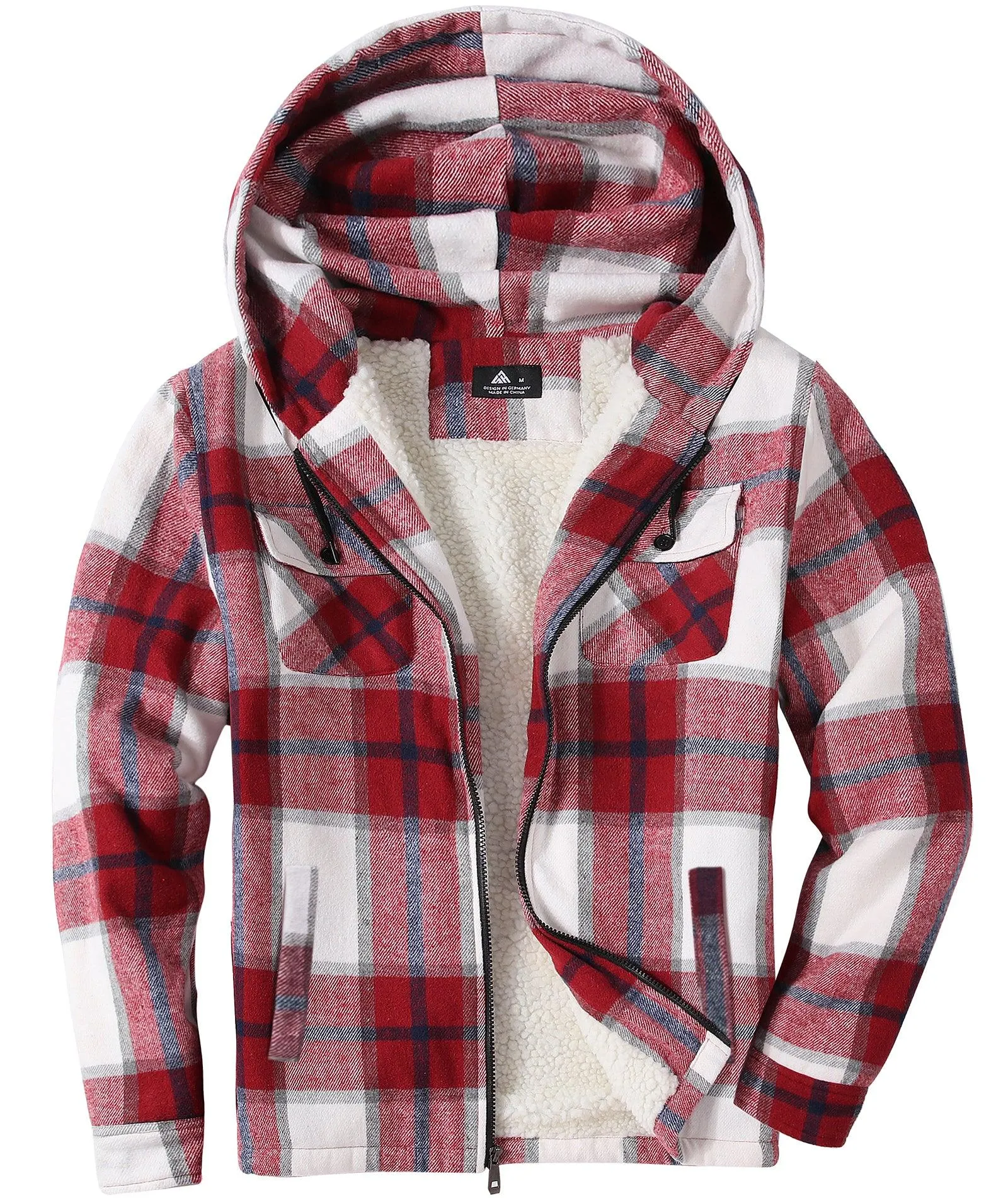 Men's full Zip Up Fleece Plaid Hoodie-ZPK006045