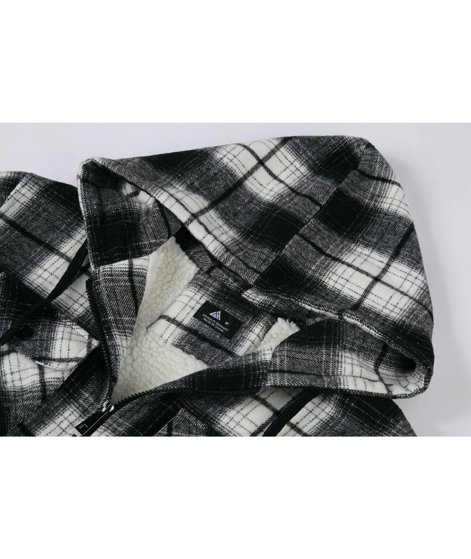 Men's full Zip Up Fleece Plaid Hoodie-ZPK006045