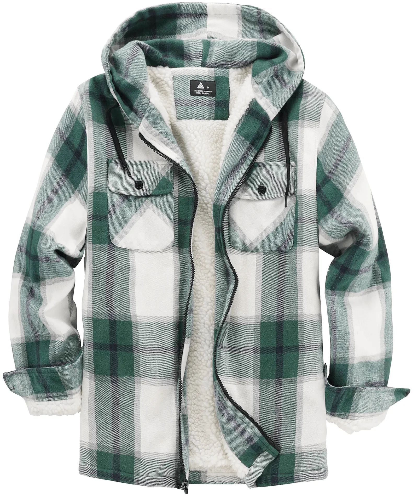 Men's full Zip Up Fleece Plaid Hoodie-ZPK006045