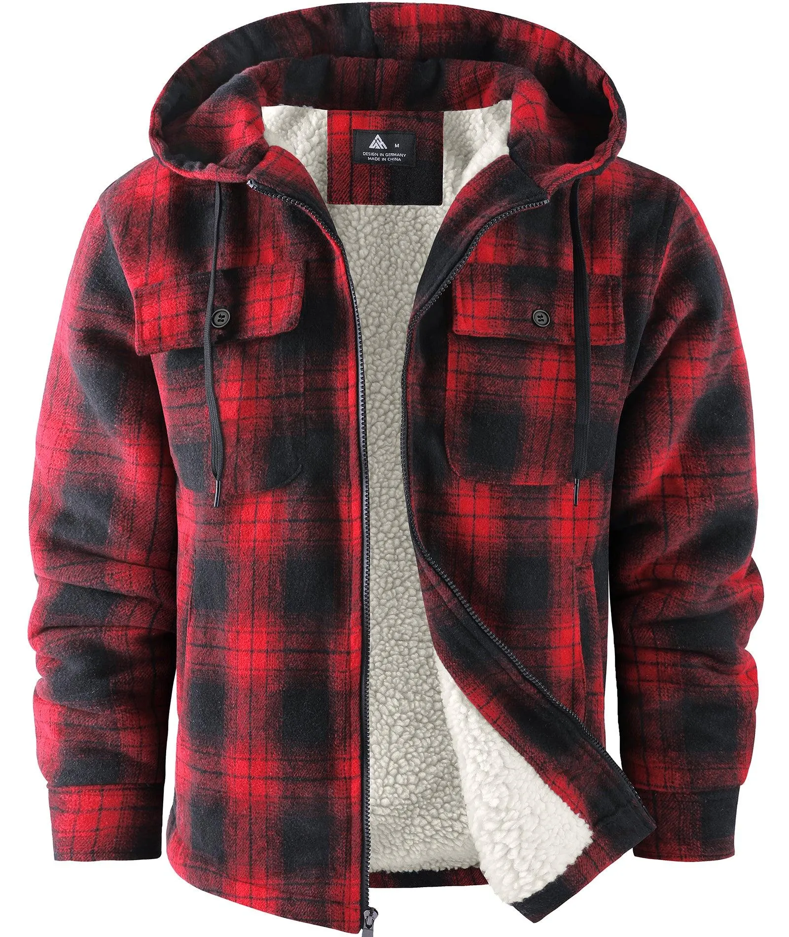 Men's full Zip Up Fleece Plaid Hoodie-ZPK006045