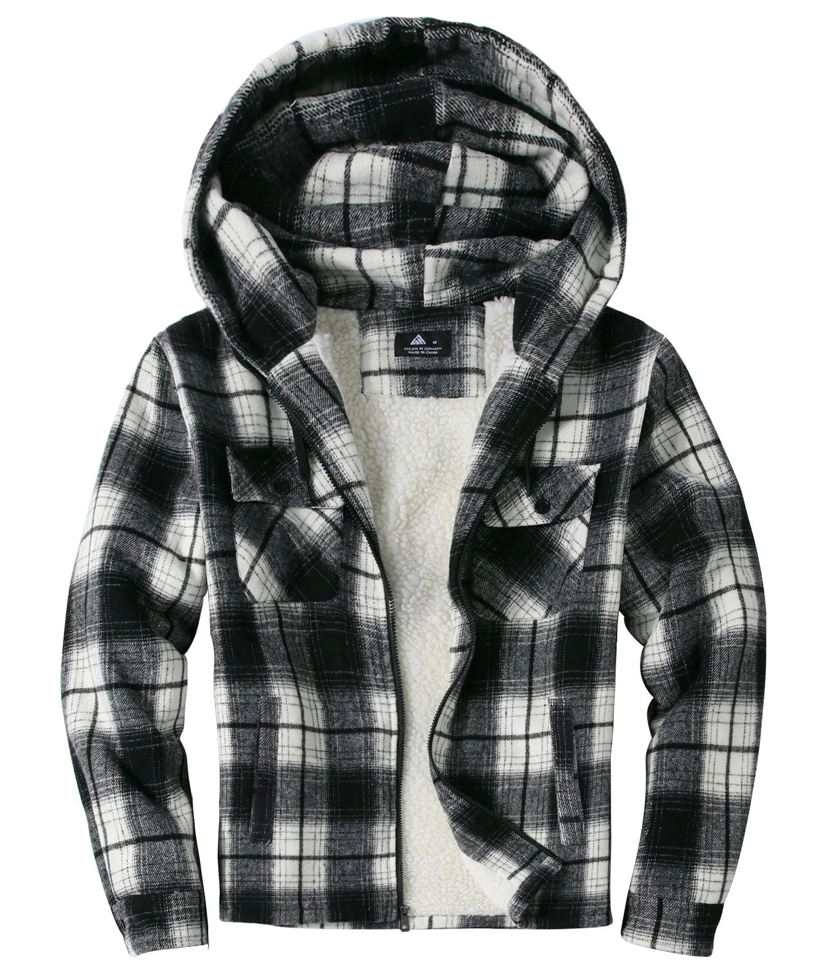 Men's full Zip Up Fleece Plaid Hoodie-ZPK006045