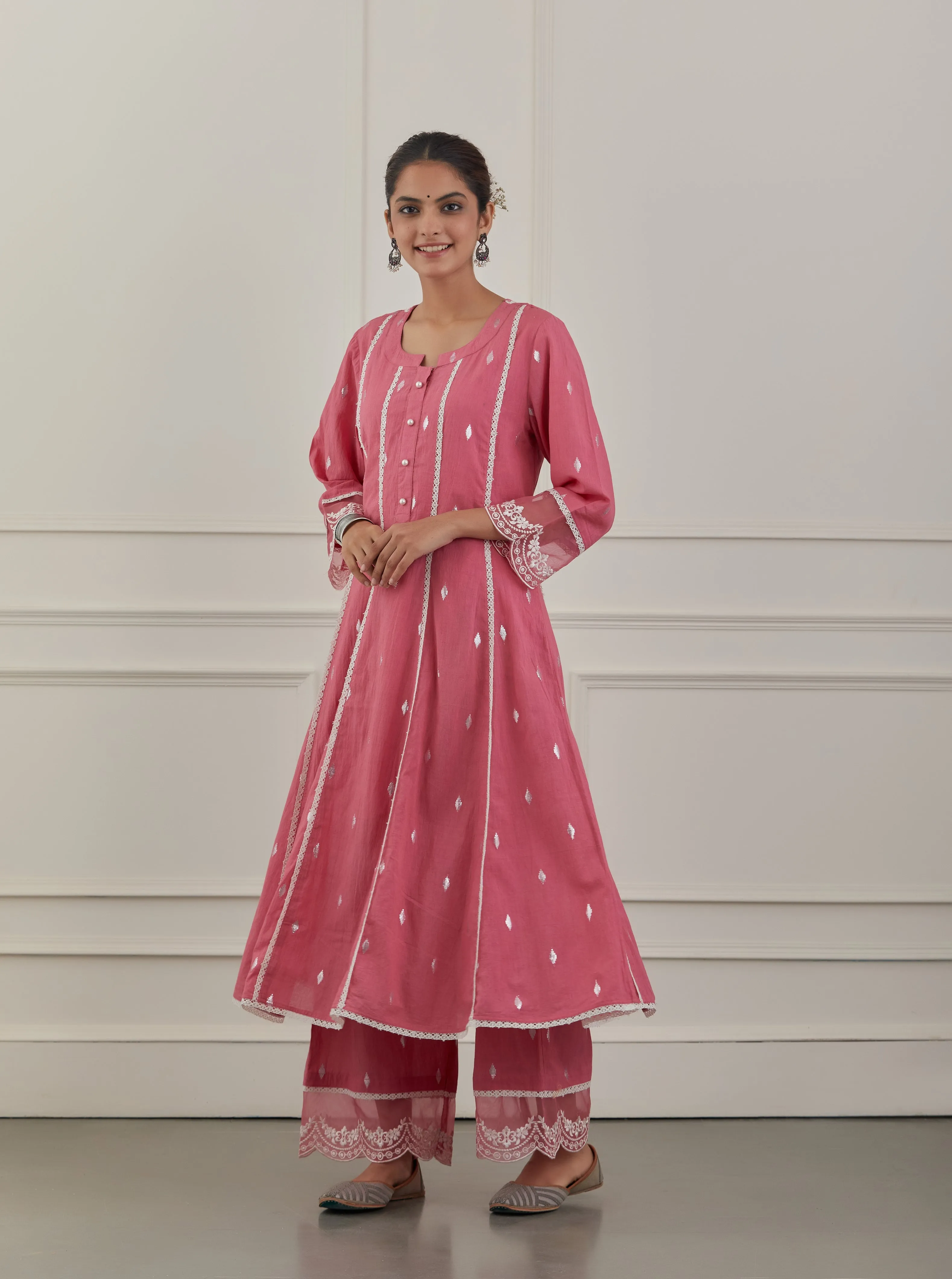 PINK EMBRIODERY COTTON SUIT  - Set of 3