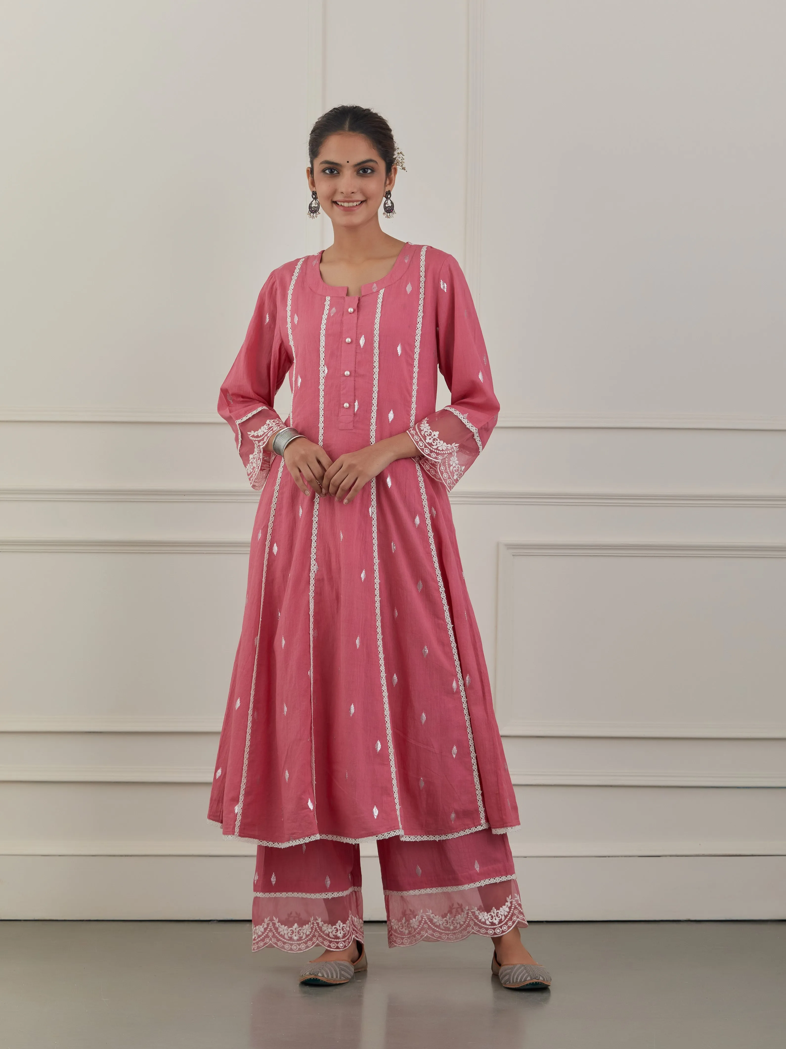 PINK EMBRIODERY COTTON SUIT  - Set of 3