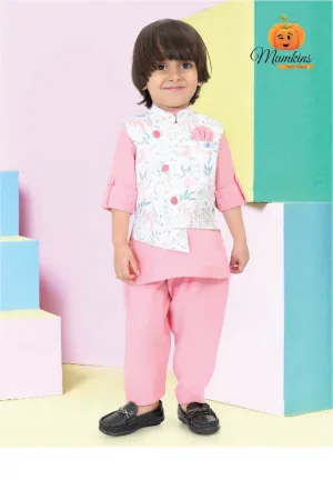 Pink Kurta Pajama for Boys with Stylish Jacket