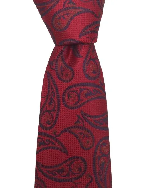 Red and Blue Extra Long Men's Paisley Tie