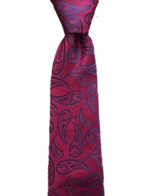 Red and Blue Extra Long Men's Paisley Tie