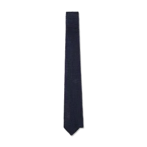 Silk Knitted Tie in Navy Blue