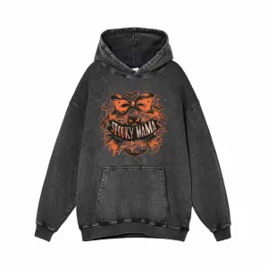 Spooky Mama Halloween Vintage Washed Hoodie Sweatshirt