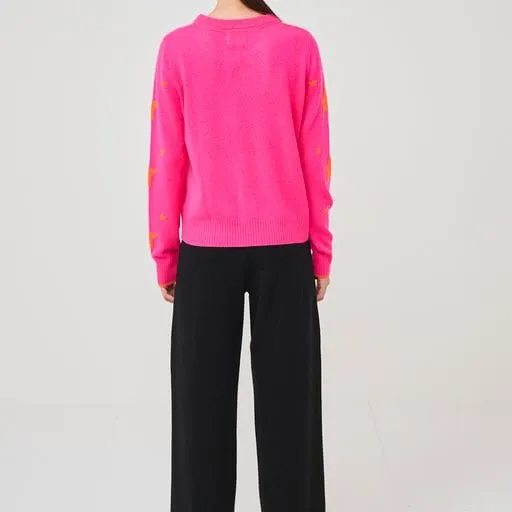 Star Sleeve Jumper Neon Pink