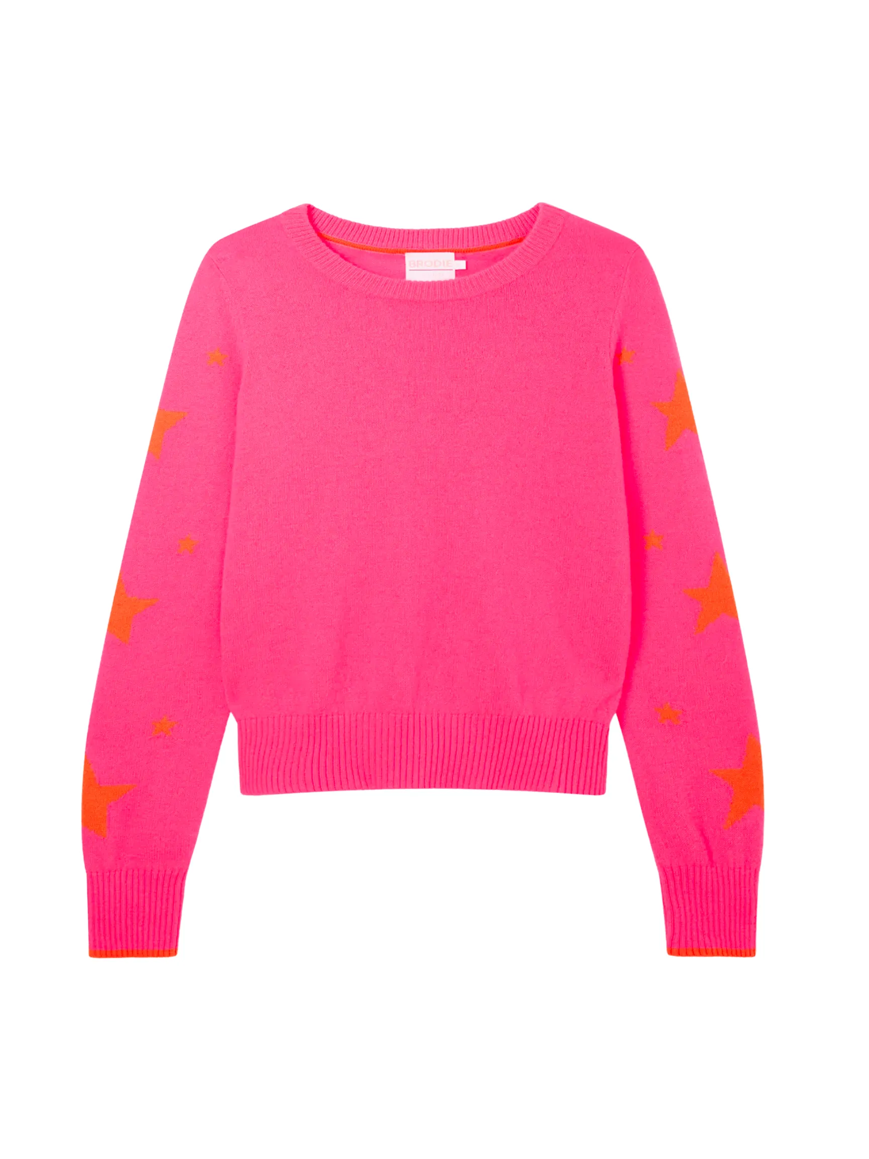 Star Sleeve Jumper Neon Pink