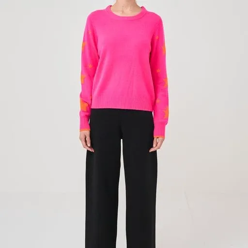 Star Sleeve Jumper Neon Pink