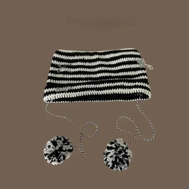 Striped Knitted Wool Winter Beanie