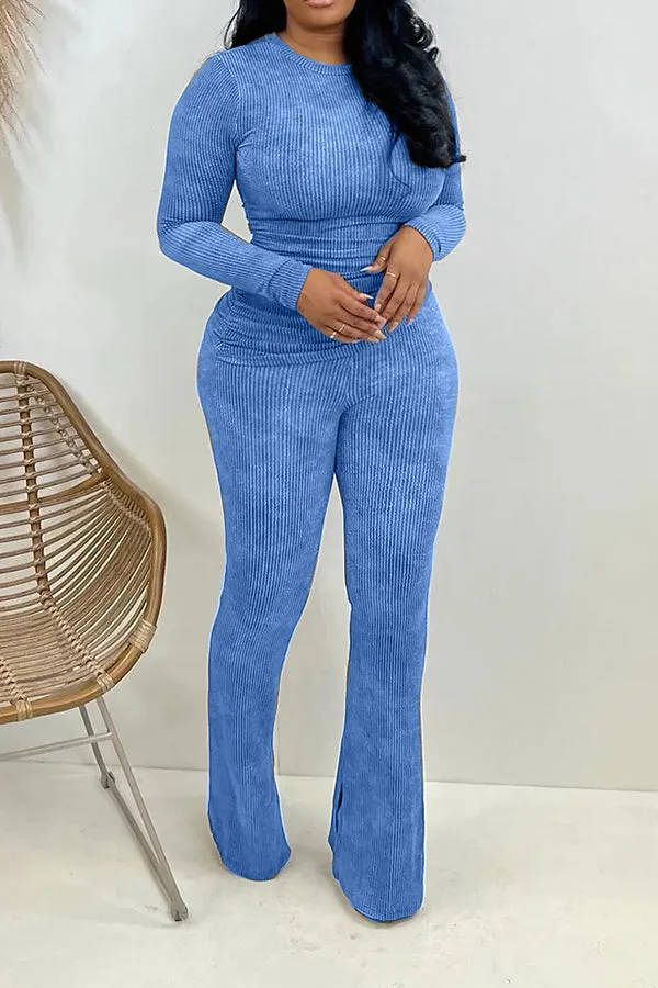 Stylish Stretch Knit Top & Pants Set