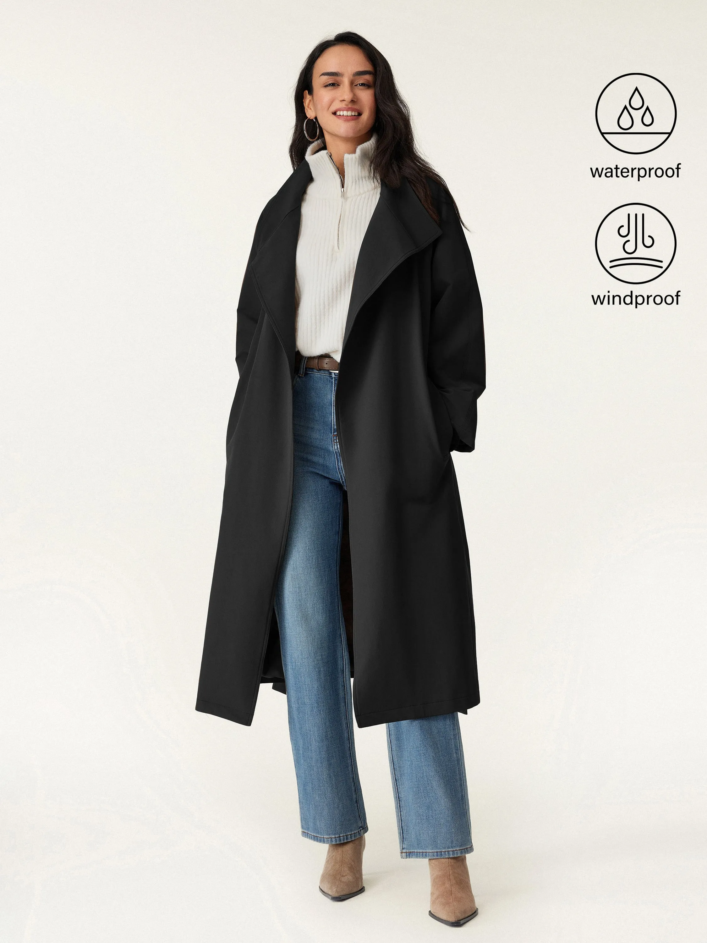 Water-Repellent Oversized Long Jacket