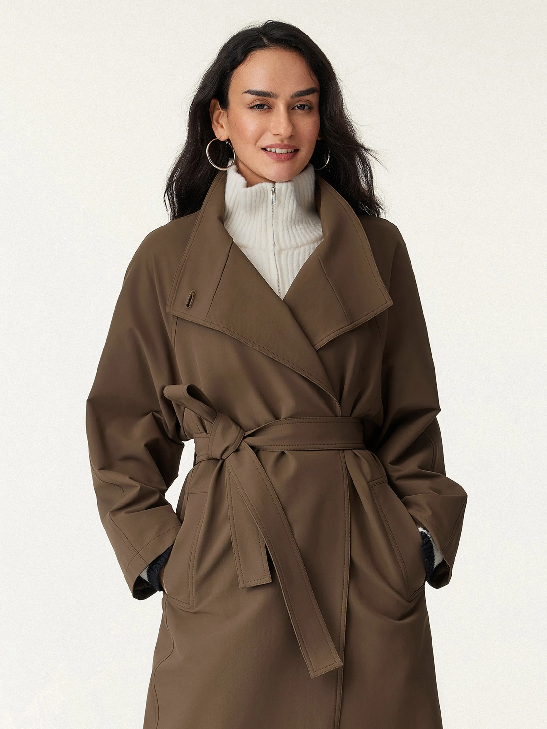 Water-Repellent Oversized Long Jacket