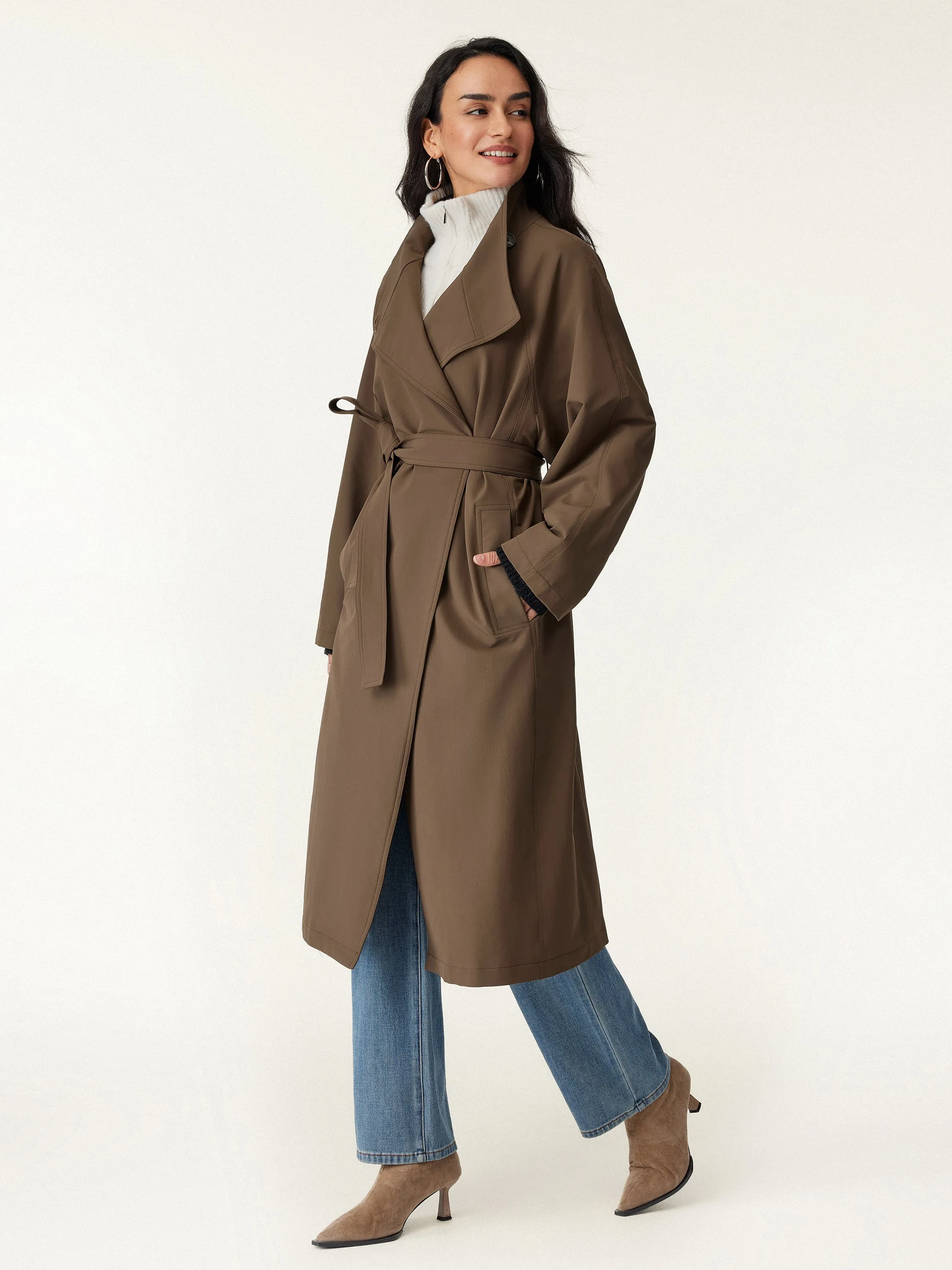 Water-Repellent Oversized Long Jacket