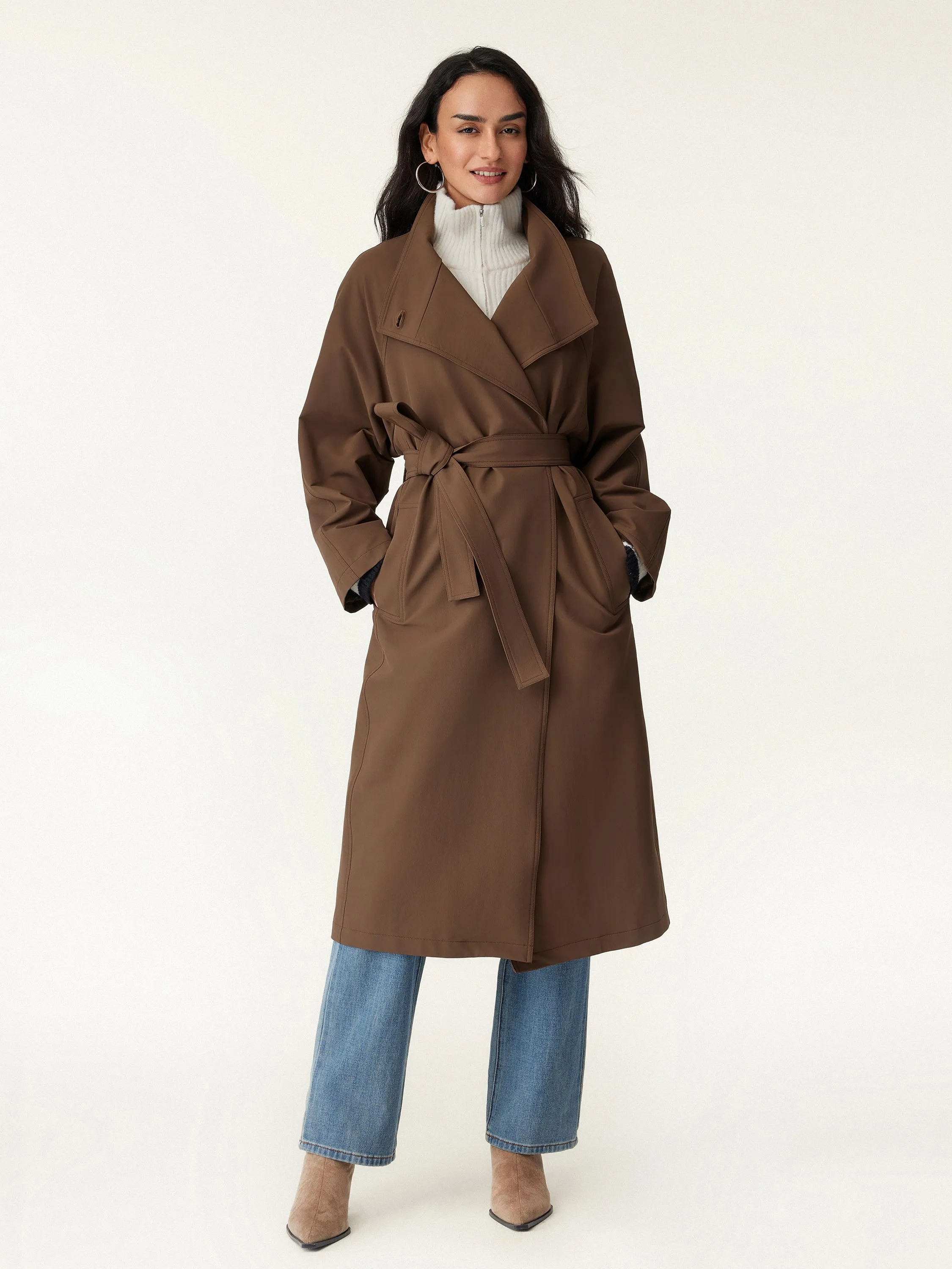 Water-Repellent Oversized Long Jacket