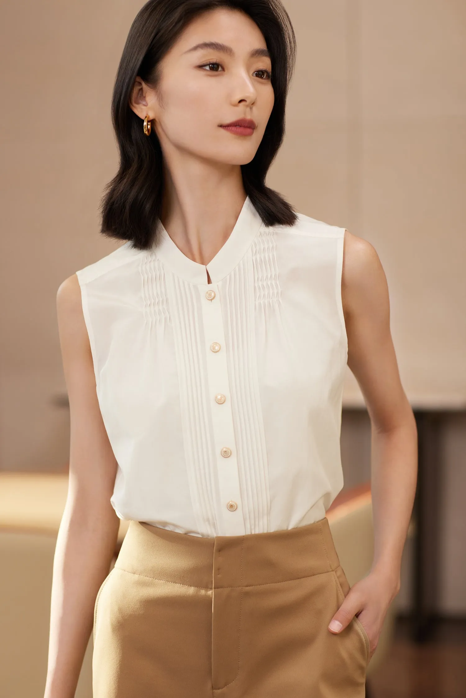 YAYING Silk-Cotton Sleeveless Shirt